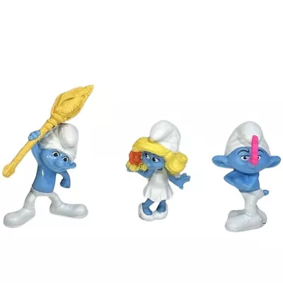 Smurfs McDonalds Figures Happy Meal Toys Lot Of 3  2011 Clumsy Grouchy Smurfette • $9.95