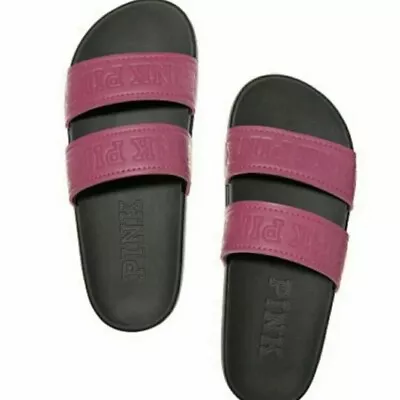 New Victoria's Secret PINK Double Strap Slide Sandal Berry Ruby Maroon M 7-8 • $27.50