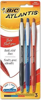 £2.29 • Buy BIC VCGBP31AST Atlantis Bold Retractable Ball Pen, Assorted Ink, 3/Pack