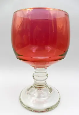 Vintage Red / Purple Clear Glass Stem Large Heavy 32 Fluid Oz Footed Goblet • $19.95