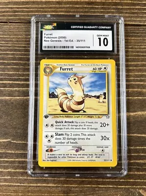 2000 Pokemon Neo Genesis Furret Unlimited #35 CGC 10 LOW POP • $14