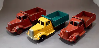 Lot Of 3 Vintage Tootsie Toy 5 1/2  Dump Trucks 1 Yellow & Green + 2 Red Nice Nr • $29.99