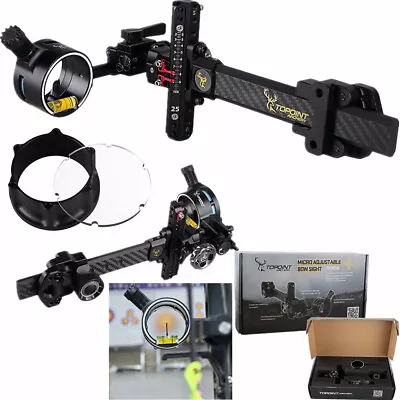 Compound Bow Sight 1Pin 0.019  Archery 4X 6X 8X Lens Carbon Rod Micro Adjustable • $140.99