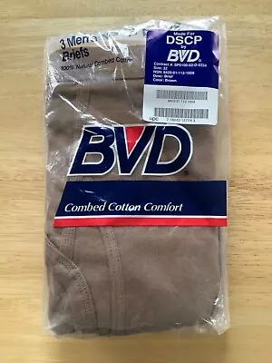 DSCP BVD Cotton Men's BRIEFS Size 32 Brown 3-Pack USA Military NEW Underwear • $19.99