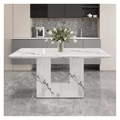 White Faux Marble Dining Room Table Rectangle Dining Table • $429.99