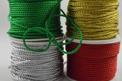 Rattail Rope Cord 2mm 3 Lengths Jewellery Laces String Satin Shamballa Kumihimo • £2.10