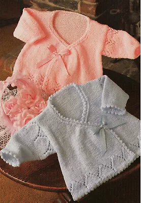 Baby Girls Boy Wrap Over Matinee Coat Jacket Cardigan KNITTING PATTERN DK 14 -18 • £2.15