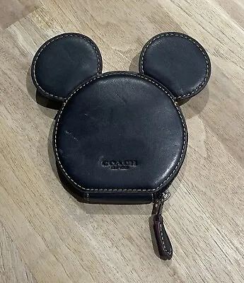 Coach Coin Purse Mickey Mouse Black 🔥 RARE! Leather • £55