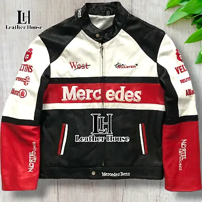 Mercedes Leather Jacket Vintage Mercedes Racing Jacket Biker Racing Jacket • $120