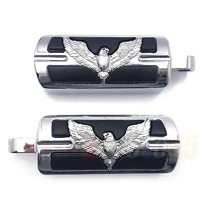 Foot Pegs Rester Chrome Eagle Relief For Most Harley Wide Glide Street V Rod • $43.99