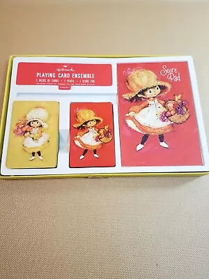 Vintage 1970s Mary Hamilton Little Girls Playing Card Score Pad Set Hallmark USA • $25