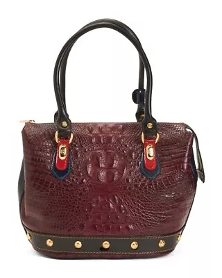 New Marino Orlandi Croc Embossed Leather Triple Compartment Tote Handbag W/Studs • $389.99