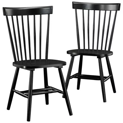 Sauder New Grange Solid Wood Spindle Back Dining Chair In Black (Set Of 2) • $167.27