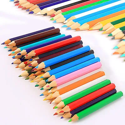 30 Pack Of Childrens Kids Half Size Small Colouring Color Pencils Art • £2.99