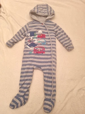Blue Zoo Boys Warm Winter Padded Cotton Pyjamas All-in-one Suit 18-24  Dinosaur  • £0.99