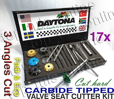 17x SMALL BLOCK MOPAR J HEADS 3 ANGLES CUT VALVE SEAT CUTTER KIT CARBIDE TIPPED • $238.80