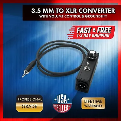3.5mm To XLR Converter Laptop Interface With Volume Control And Ground Lift • $49.97