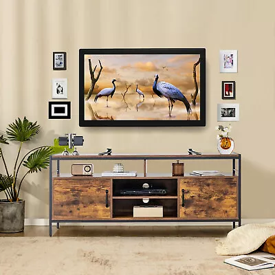 Industrial TV Stand Media Center For TVs Up To 65  W/Cabinets & Adjustable Shelf • $139.99