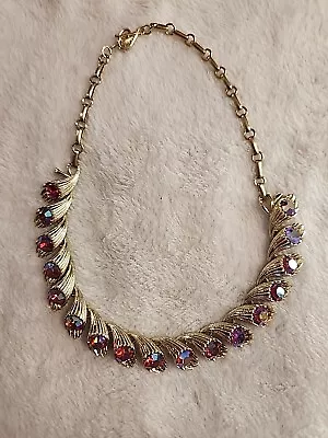 SIGNED CORO Florenza Rhinestone Vintage Necklace Choker Mid Century  • $19.99