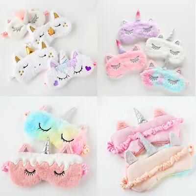 US Unicorn Animal Eye Mask Soft Plush Sleep Masks Sleeping Blindfold Traveling • $7.49