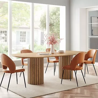 Modway Senja 95  Oval Mid-Century Modern Wood Grain Dining Table In Oak • $1215.07