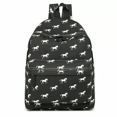 £10.98 • Buy Unisex Satchel School Bag Canvas Shoulder Bag Backpack Horse Printed Rucksack