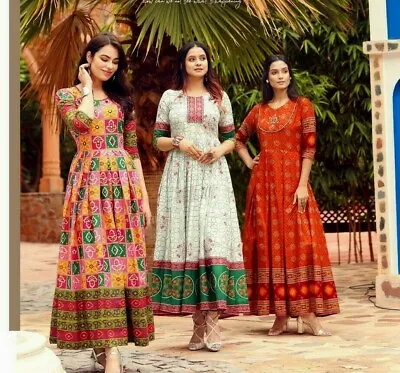 £24.50 • Buy Indian Pakistani Kurta Rayon Women Tunic Long Dress Top Designer Anarkali Kurti 
