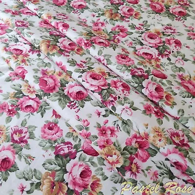 Vintage Rose Floral Bunch Pretty Bouquet 100% Cotton Fabric - Clothing Craft • £4.75