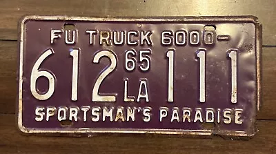 1965 Louisiana Sportsman's Paradise License Plate FU Truck 6000 • $8.50