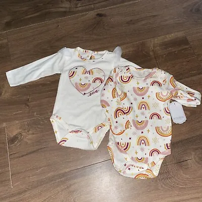 £10.99 • Buy Kyle & Deena Baby Girls 2 Pack Long Sleeve Vests Cream Age 3-6 Months BRAND NEW