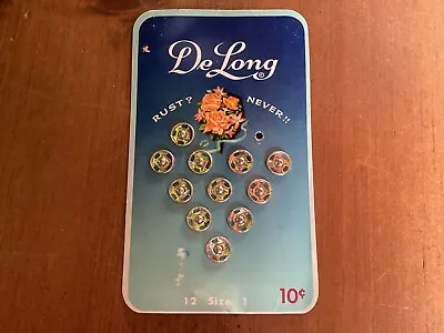 Vintage Delong Snap Fasteners Size 1 (11 Snaps On Card) • $6