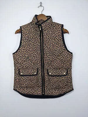 J. Crew BB392 Women's Animal Print Quilted Puffer Vest Snap Pockets Size S • $29.90