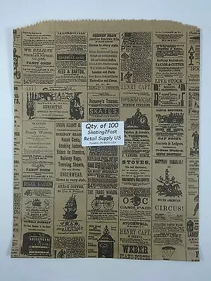 $24.99 • Buy 100 Qty. 12  X 15  Newsprint Design Paper Merchandise Bag Retail Shopping Bags