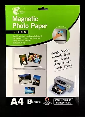 2 X SHEETS GLOSSY MAGNETIC PHOTO PRINTER PAPER All Inkjets Fridge Card Invite • £3.99