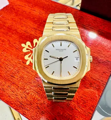 £63510.99 • Buy Patek Philippe Nautilus 3800J 18K Yellow Gold White Dial Watch Box & Papers