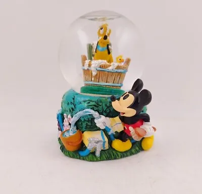 Vintage Disney Mickey And Pluto Bath Time Mini Snow Globe 2.5  Disney Store • $19.99