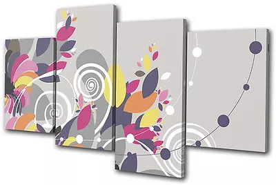 Abstract Floral Swirls Vector  MULTI CANVAS WALL ART Picture Print VA • $109.99