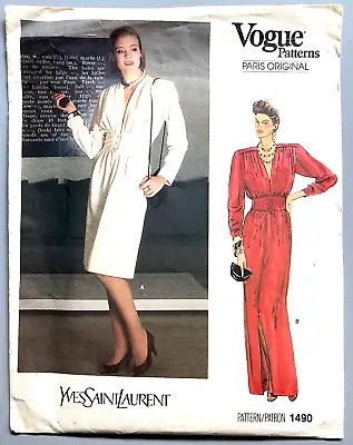 1984 Vogue Paris Original Yves Saint Laurent #1490 Un-cut/complete Sz. 10 • $18