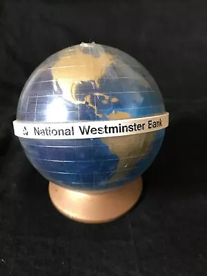 NatWest Golden Globe Plastic Money Box/Piggy Bank 1970's Vintage Used No Key • £12