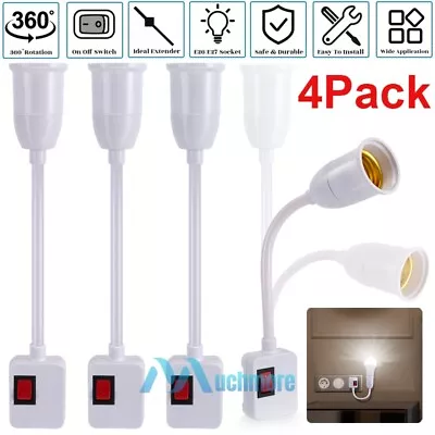 1~4Pcs E26 E27 LED Light Bulb Lamp Holder 360° Flexible Extension Adapter Socket • $16.99