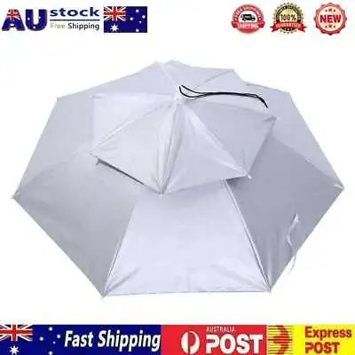 $10.69 • Buy Double UV Sun Shade Waterproof Fishing Headwear Umbrella Hat(Silver Grey) AU