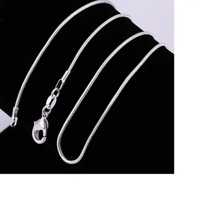 Unisex 925 Sterling Silver Snake Chain Necklace With White Gold Finish 16-38inch • $14.99