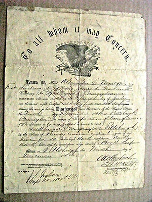 $145 • Buy Civil War  Discharge Signed By Iowa General Harbach 1864