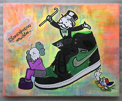 Ceci N’Est Pas Un Alec Monopoly Jordan Air Zoom Kaws Acrylic Mixed Media • £680