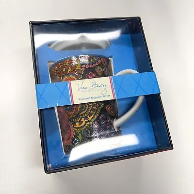 New Vera Bradley Porcelain Mug With Cover Lid Barns And Noble Floral In Box • $24