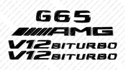 Set Gloss Black Emblem Badge Sticker For Mercedes-Benz G65 V12 Biturbo AMG W463 • $49.99