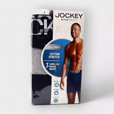 Jockey Active Stretch Men's Cotton Long Leg Boxer Briefs Size L 3 Pack • $22.99