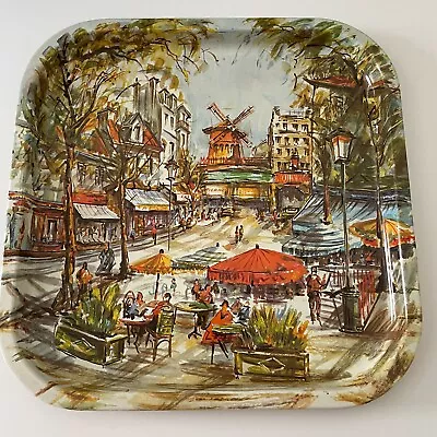 Daher Decorated Ware Metal Tray Paris France Moulin Rouge Vintage England 13.5  • $16.99