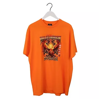 Harley Davidson Motorcycles Vintage Flaming Eagle Orange T-Shirt NWT Men’s XL • $34.95