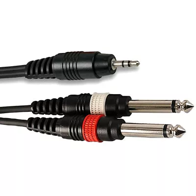 3.5mm Stereo Jack To Twin 1/4  6.35mm Mono Small To Big Splitter Audio Cable • £4.27